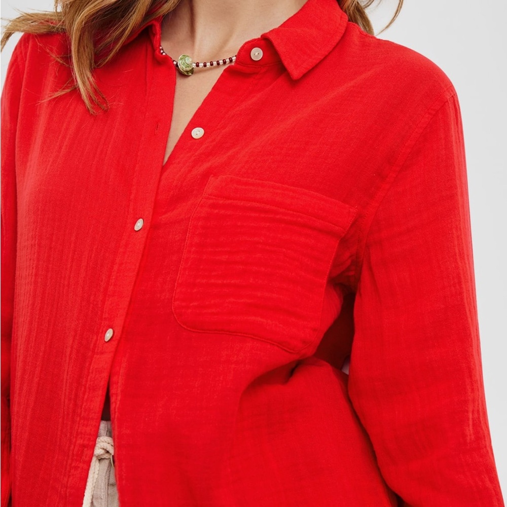 Rails Ellis Gauze Button Down Burgundy top